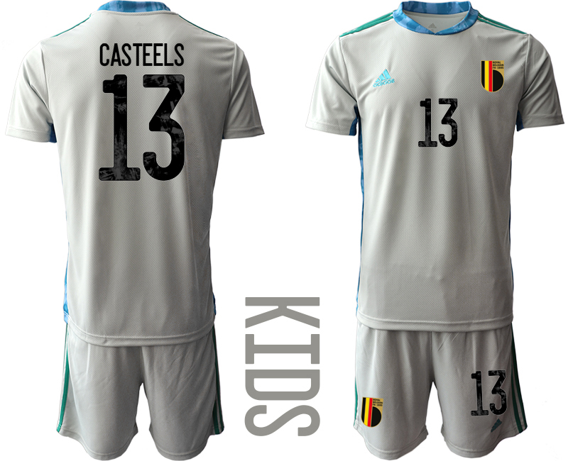 Youth 2021 European Cup Belgium grey goalkeeper #13 Soccer Jersey->belgium jersey->Soccer Country Jersey